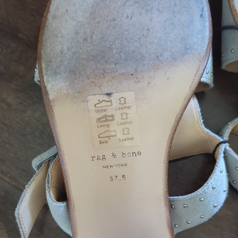 Rag & Bone Baby Blue Suede Leather Block Heel Sandals Size 7.5 - Picture 2 of 5